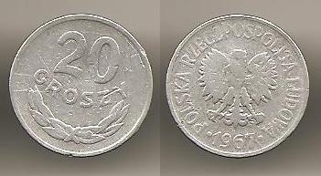 ПНР Польша 20 грошей 1967