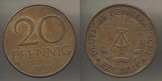 Германия ГДР 20 пфеннигов 1969