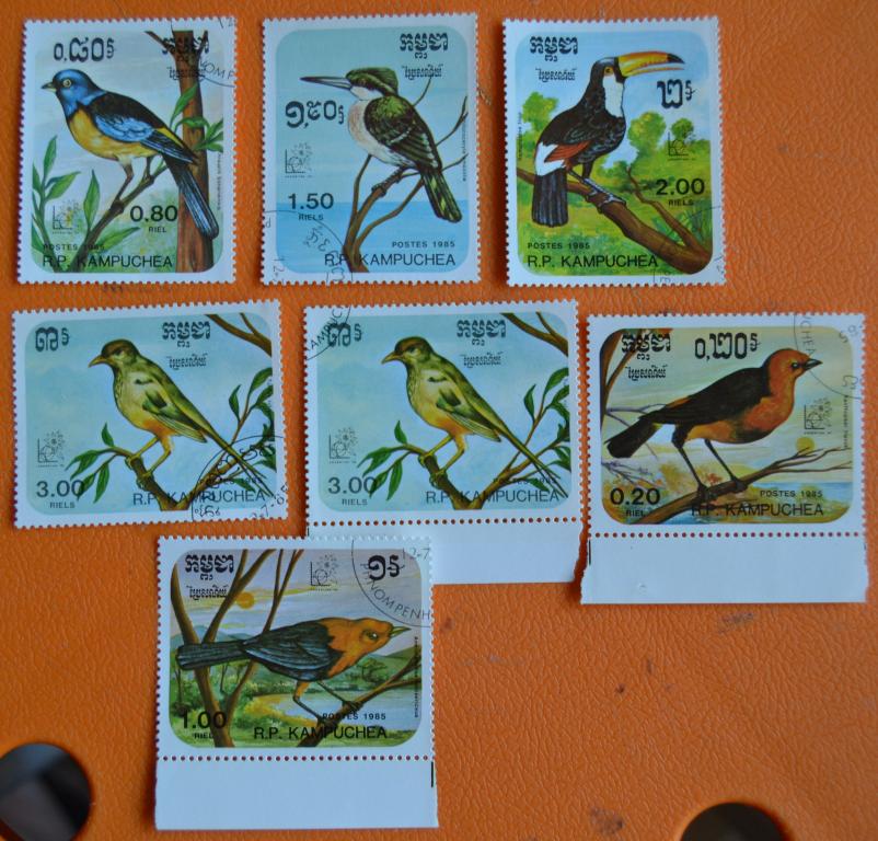 Кампучия - Камбоджа 1985 г. Фауна. Птицы, 7 м. Mi # 690/96 СТО
