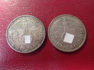 2 X 2 МАРКИ 1938 и 1938 год 3 РЕЙХ .ОРИГИНАЛ !!СЕРЕБРО . / Ш 108