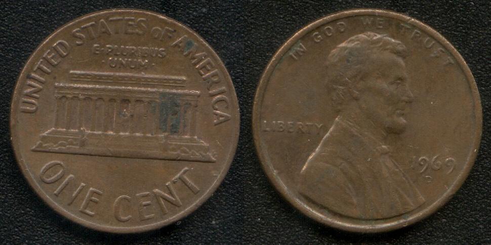 (272)США – 1 цент(1969 D)