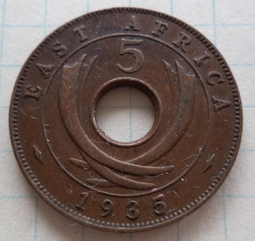 Восточная Африка 5 центов  1935 год   KM#18  XF