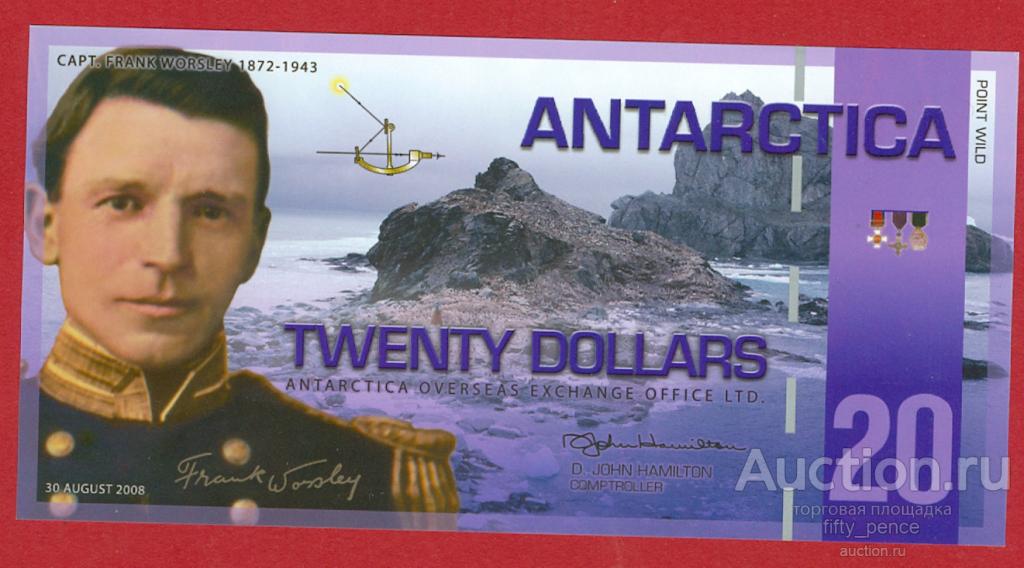АНТАРКТИКА 20 долларов 2008 ПРЕСС,полимер