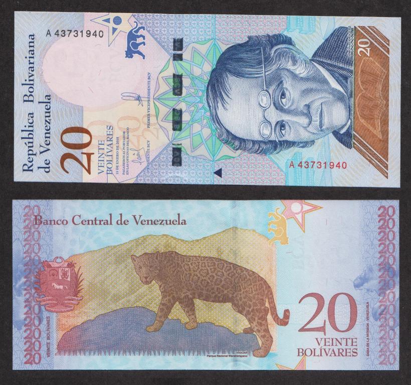 Венесуэла 20 Боливаров 2018 new UNC (ПРЕСС)