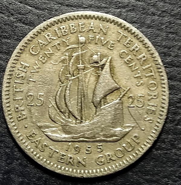Восточные Карибы 25 центов 1955 г.