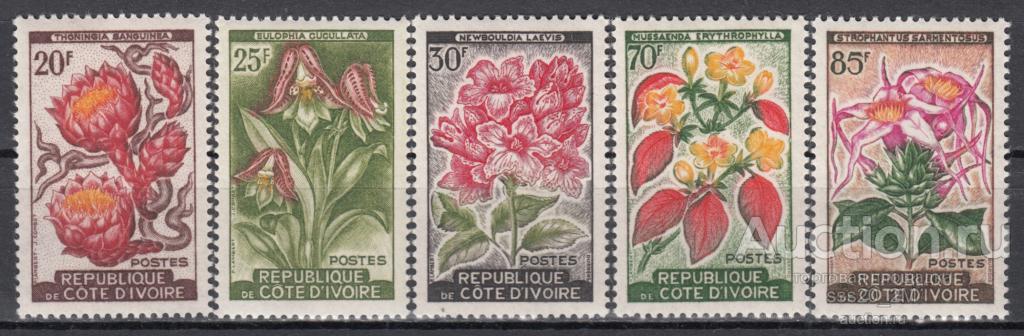 Кот д Ивуар 1961 цветы Mi226-230 MNH-MLH