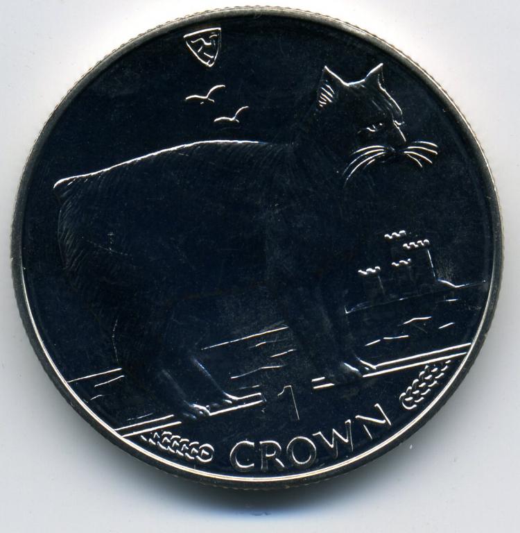 1 крона - Остров Мэн - 1988 - Бесхвостая кошка