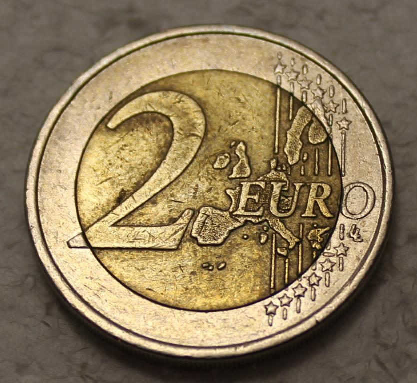 Франция 2 евро 2000 год, монетный двор Пессак. Изображение дерева.