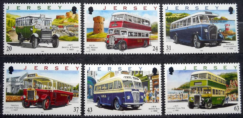 1998 г Джерси автомобили автобусы MNH чист поля снизу