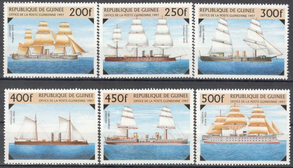 Гвинея, 1997, № 1638-1643, € 10, MNH, полн., корабли