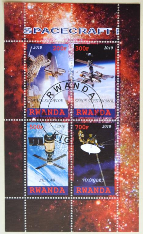 Руанда 2010 г. Космос Спутник Ракета Вояжер Блок СТО