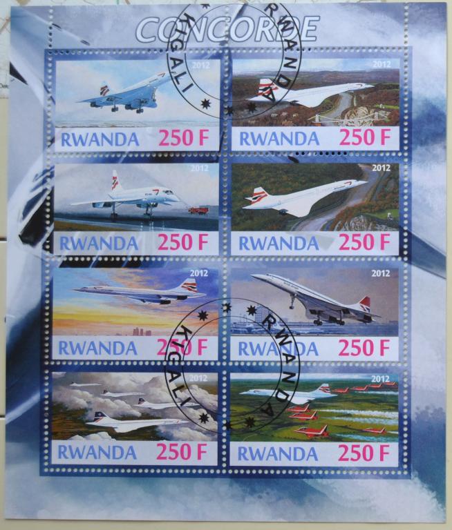 Руанда 2010 г. Самолеты, Конкорд. Авиация малый лист СТО - 2
