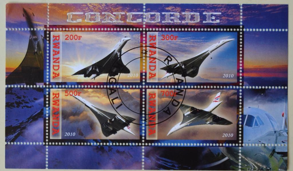 Руанда 2010 г. Самолеты, Конкорд. Авиация малый лист СТО