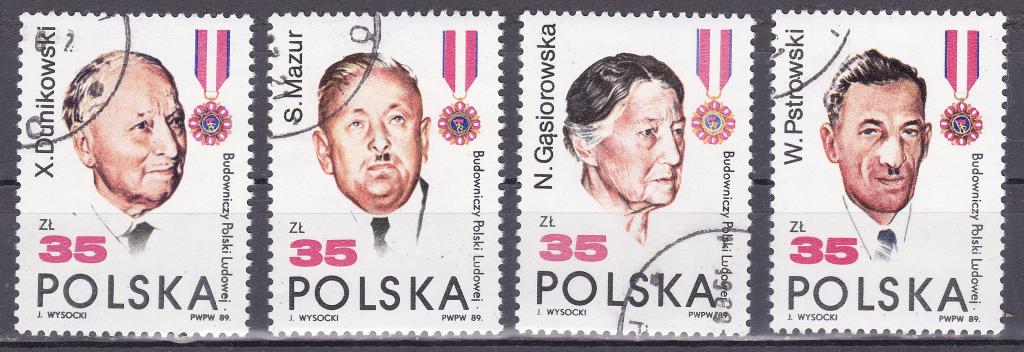 Марки Польша 1989 Политики  Серия 4 марки М № 3207-10