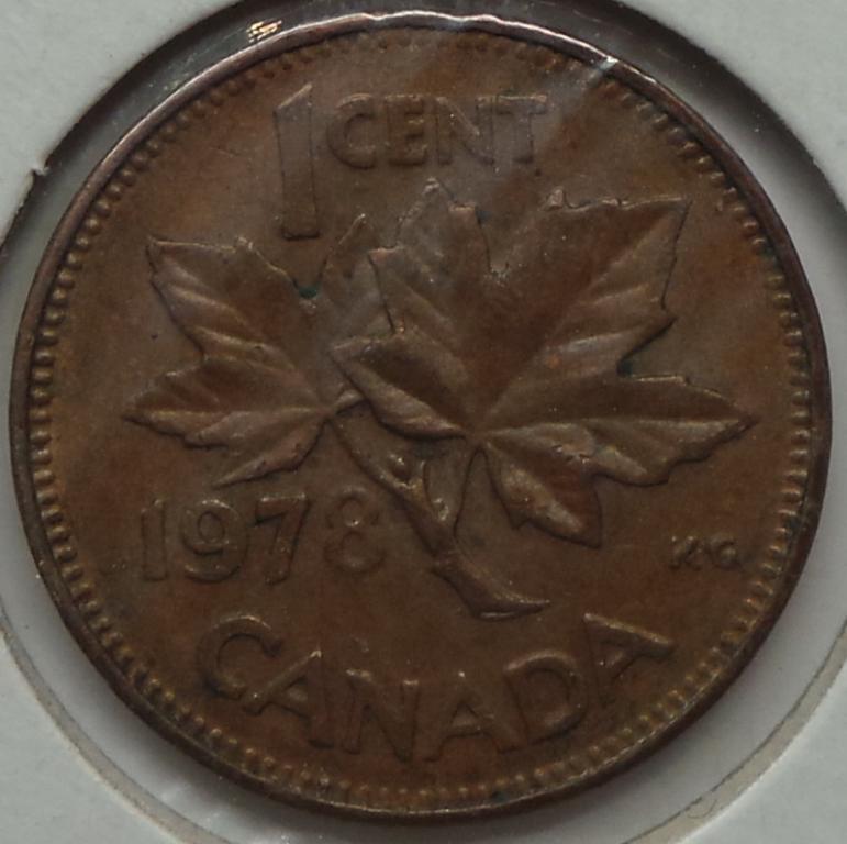 Канада 1 цент 1978 года Елизавета II (2) КМ#59.2