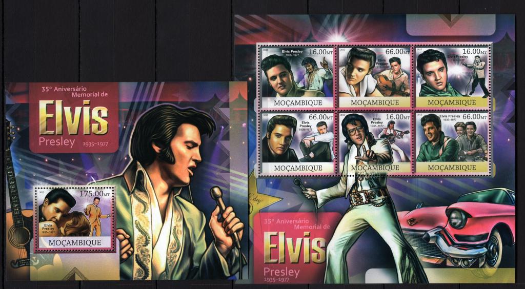 Мозамбик, 2012г., Элвис Пресли (лист+блок) **