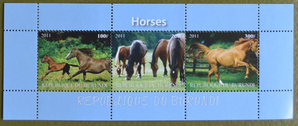 Бурунди 2011 г. Фауна Кони Лошади блок MNH - 2