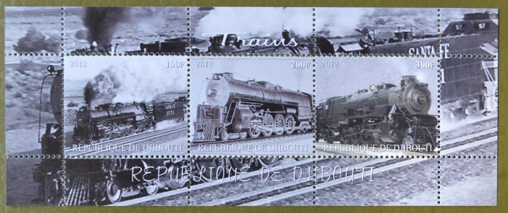 Джибути 2012 г. Железная Дорога, Паровоз, Поезд, Локомотив, блок MNH