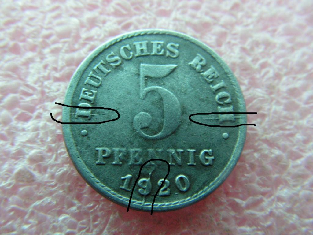 -Брак-Германия 5 пфеннигов 1920 J г-12ма / раскол 3 штуки