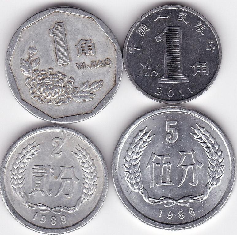 Китай набор 4 монеты