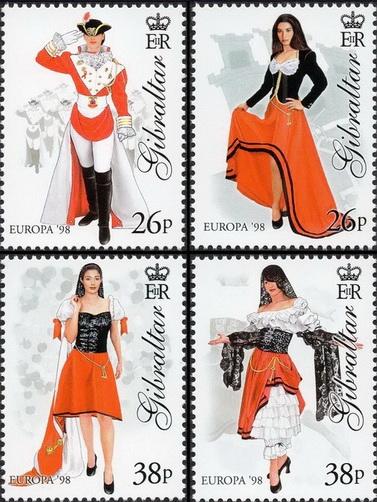 1998 г Гибралтар Европа национальные костюмы MNH чист
