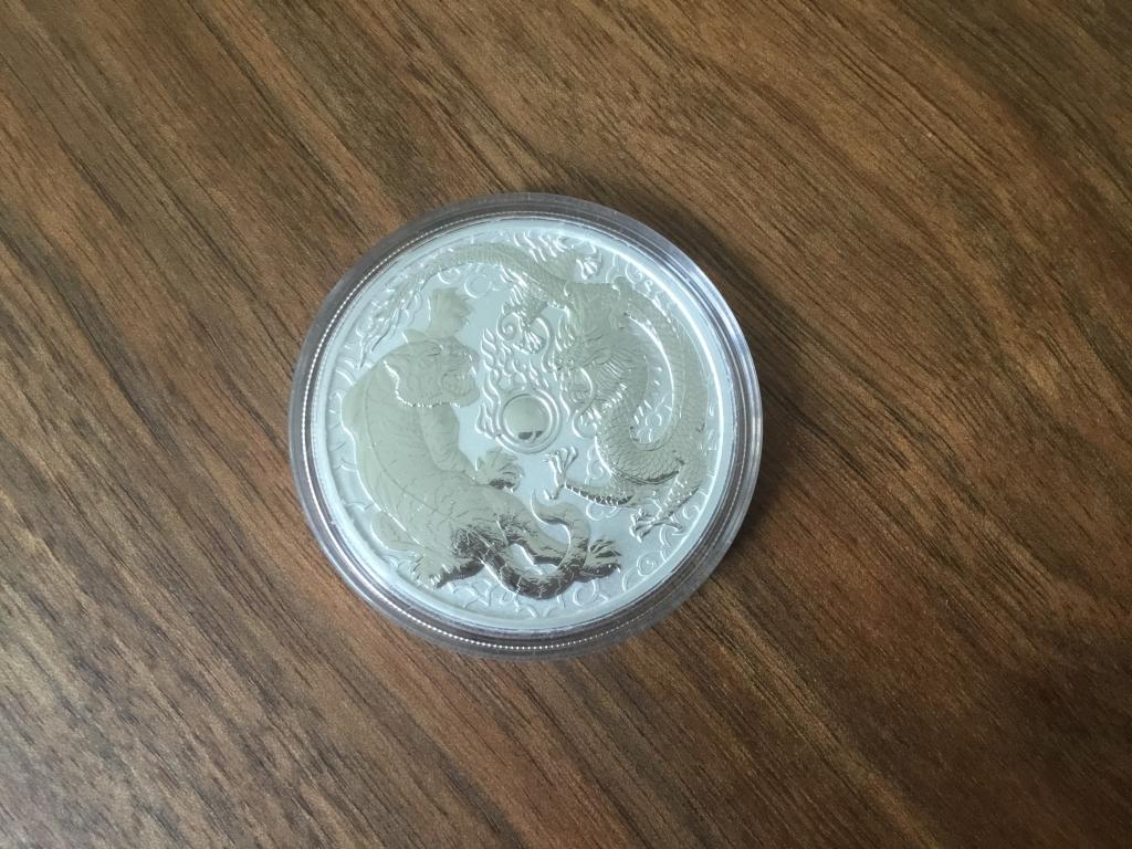 Австралия 1 доллар 2018 Дракон и тигр СЕРЕБРО 1 oz