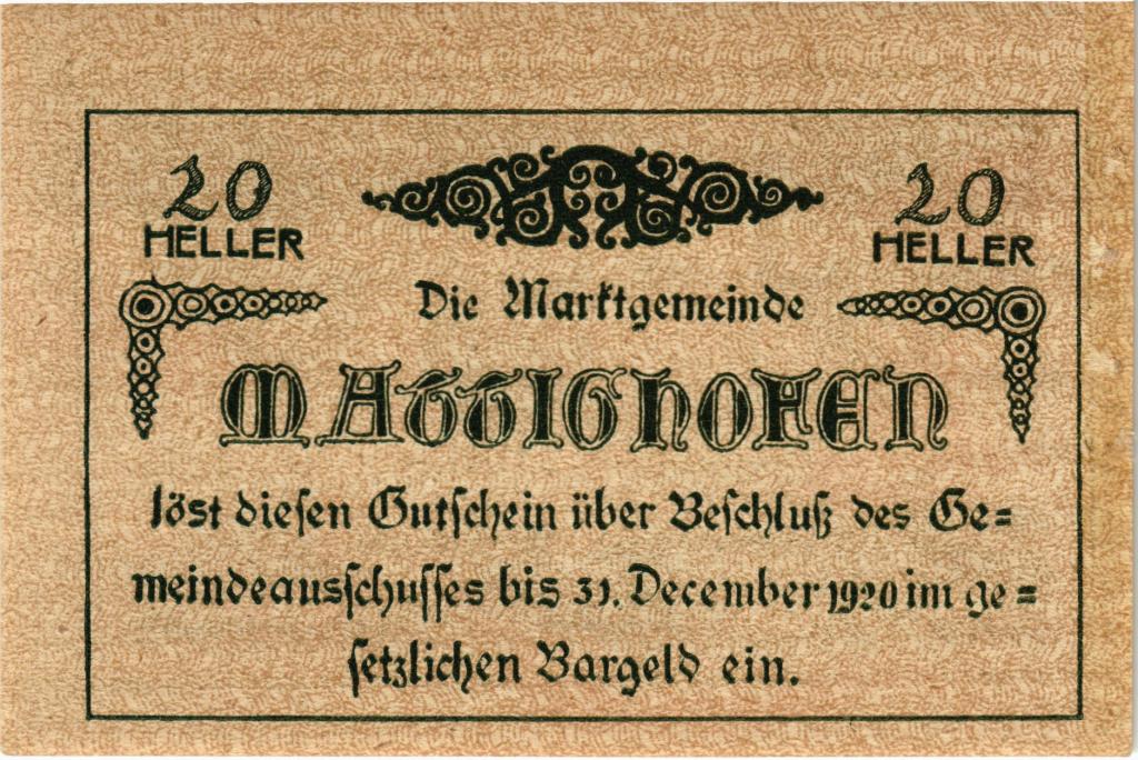 Австрия, нотгельд  Mattighofen 20 геллеров 1920 год