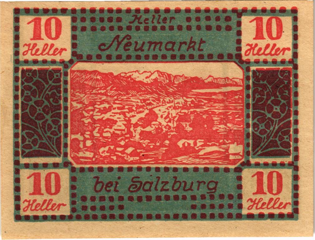 Австрия, нотгельд  Salzburg 10 геллеров 1920 год