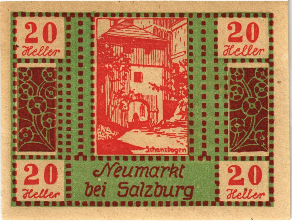 Австрия, нотгельд  Salzburg 20 геллеров 1920 год