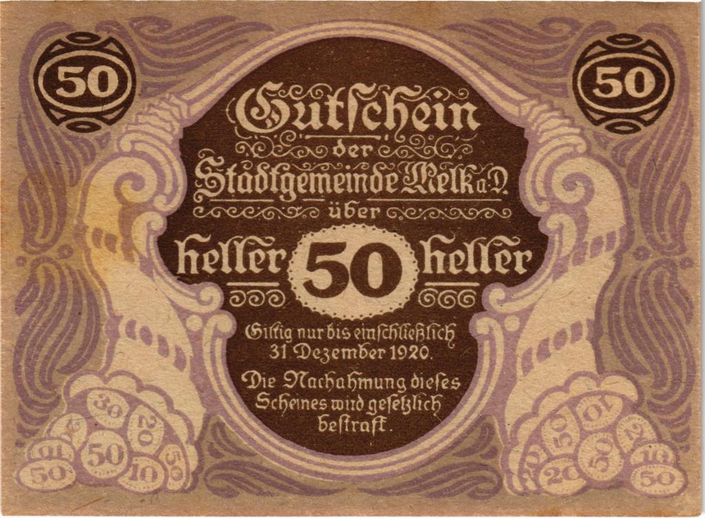Австрия, нотгельд  Stadtgemeinde 50 геллеров 1920 год