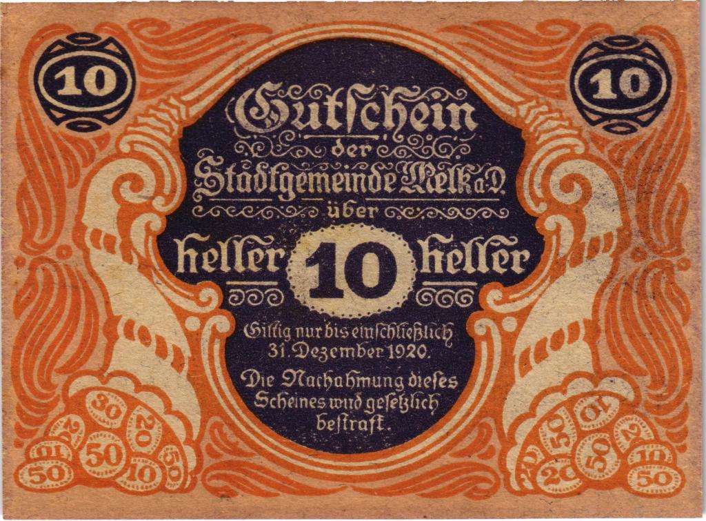 Австрия, нотгельд  Stadtgemeinde 10 геллеров 1920 год