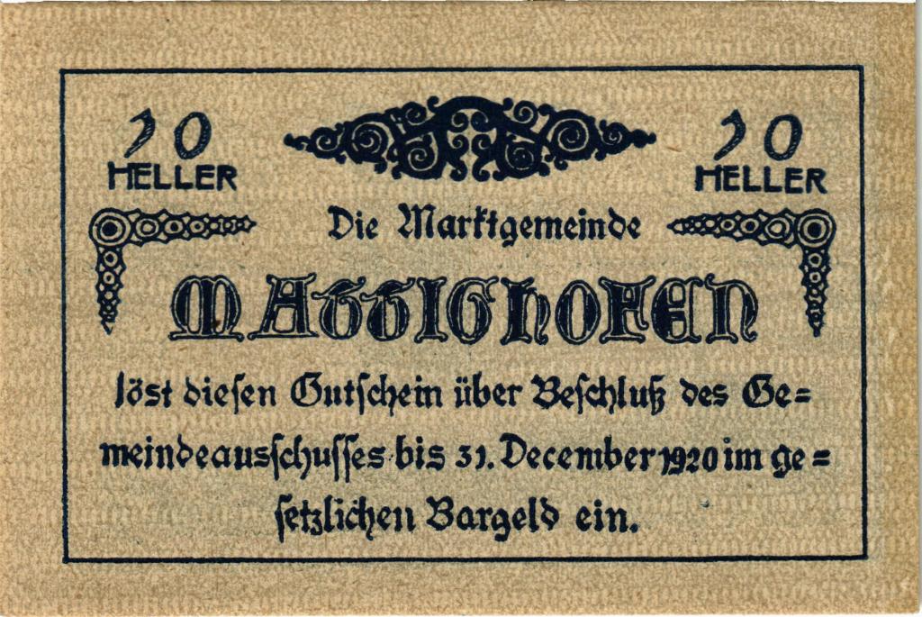 Австрия, нотгельд  Mattighofen 10 геллеров 1920 год