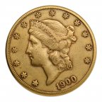 20 долларов 1900 год. США, Голова Свободы, Золото, 900 проба, вес: 33,4 грамм.