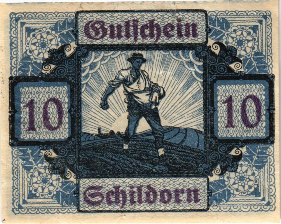 Австрия, нотгельд  Schildorn 10 геллеров 1920 год