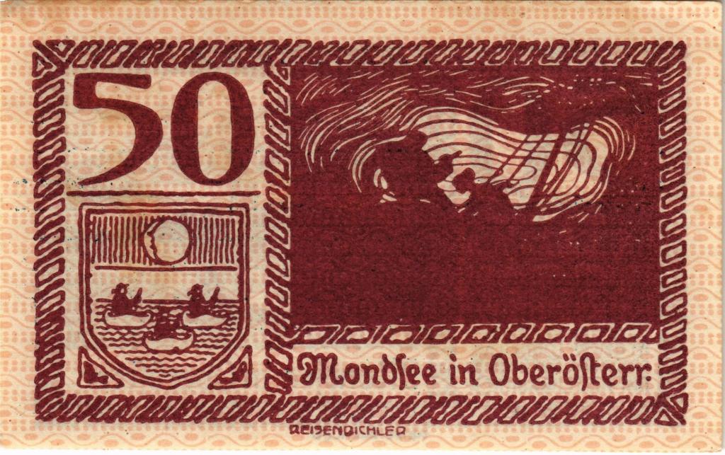 Австрия, нотгельд  Mondsee in Oberofterr 50 геллеров 1920 год