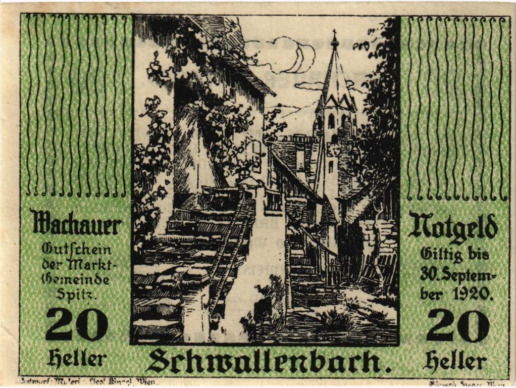 Австрия, нотгельд Spitz an der Donau 20 геллеров 1920 год