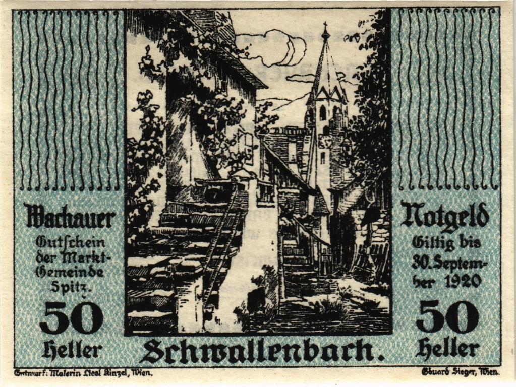 Австрия, нотгельд Spitz an der Donau 50 геллеров 1920 год