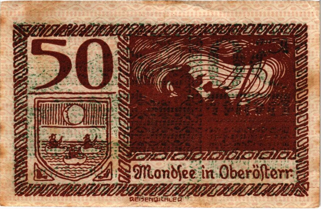Австрия, нотгельд  Mondsee in Oberofterr 50 геллеров 1920 год
