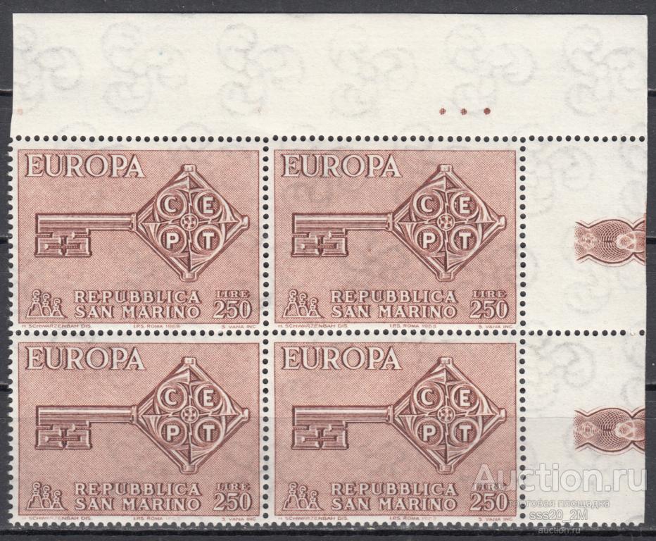 Сан-Марино 1968 Европа-СЕПТ Mi913 MNH квартблок