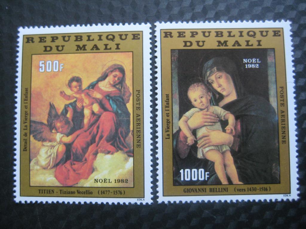 Марки. Живопись. Рождество. Новый год.