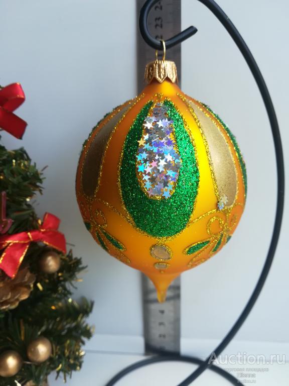 Россия Стекло Подвеска Капля свободная выдувка 14 см. Ручная работа, роспись! Новогодние игрушки