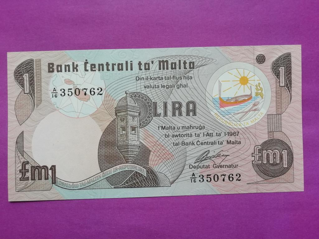 1 лира 1967г.(1979г.).Unc.Мальта.Р-34b.