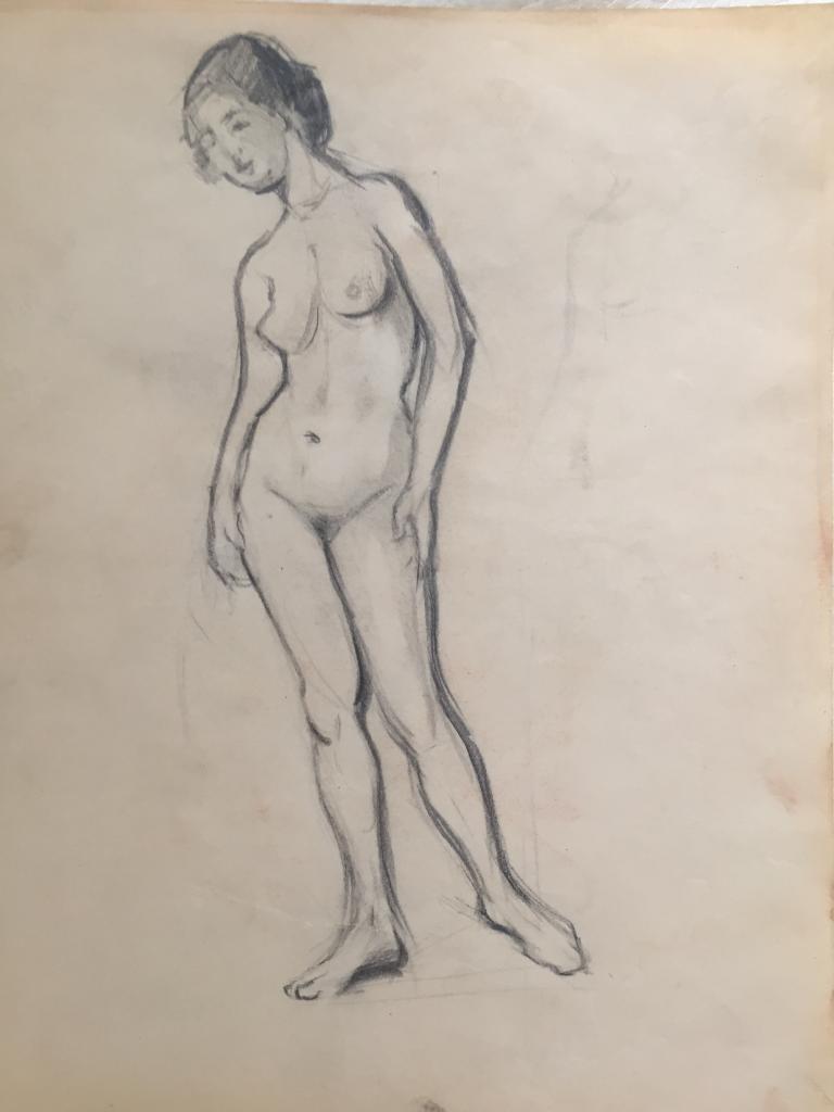 Завьялов И.Ф. (1893-1937) "Стоящая обнаженная с руками на бедрах" (1916)