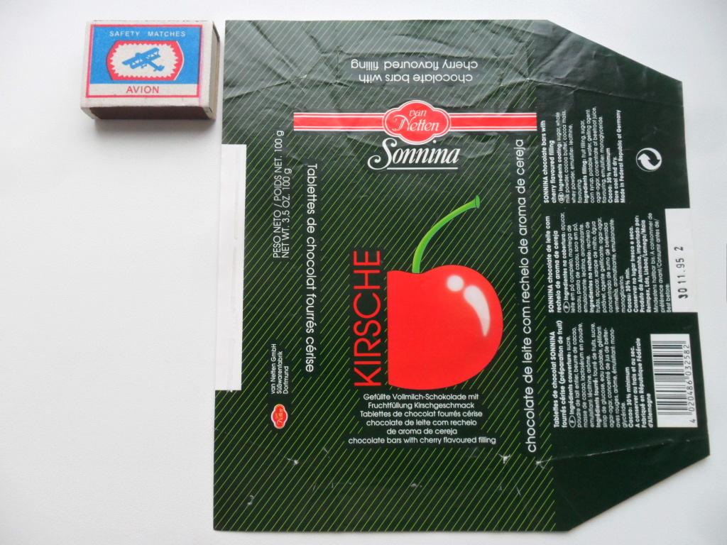 Этикетка. Обертка. Шоколад "SONNINA". 1995 г.