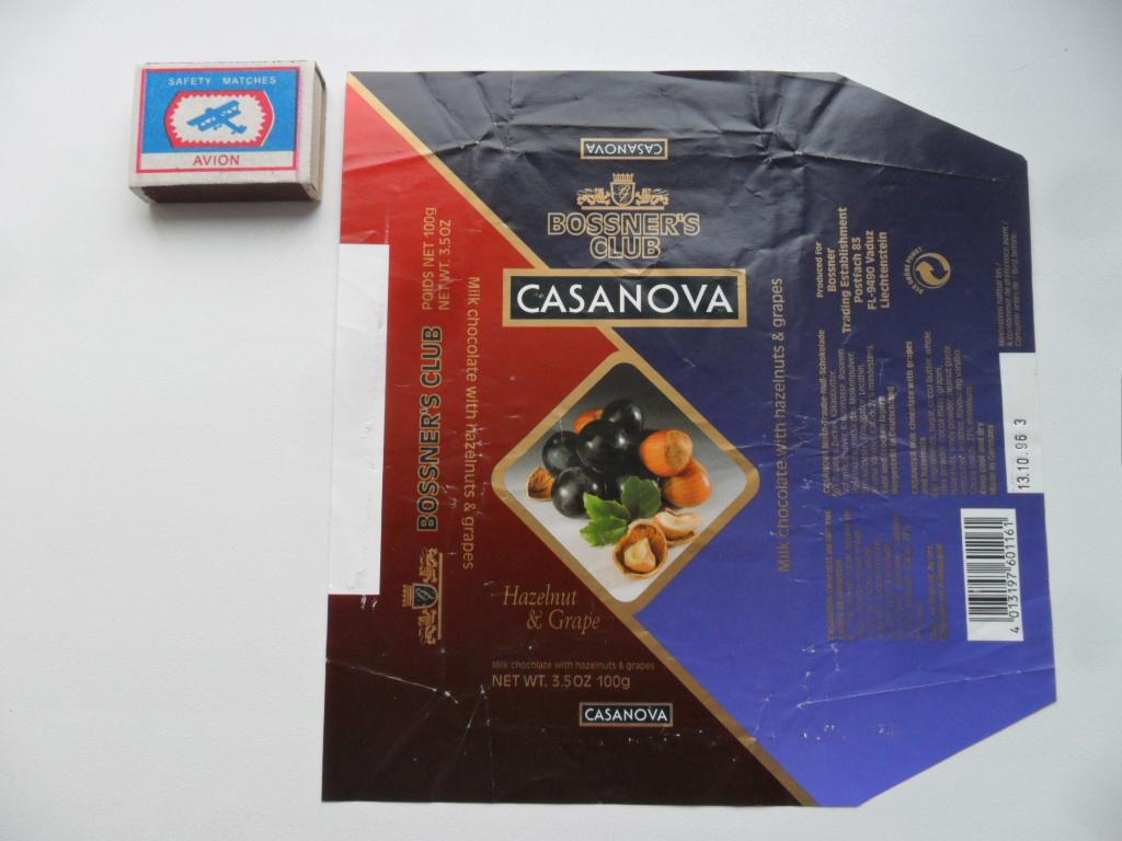 Этикетка. Обертка. Шоколад "CASANOVA". 1996 г.