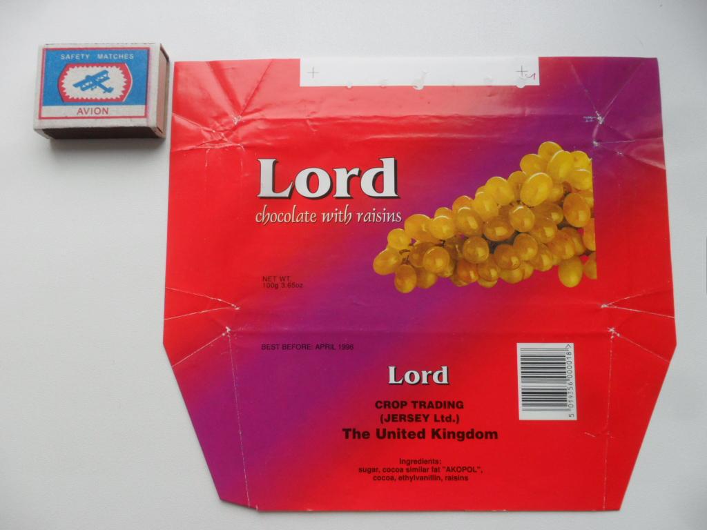 Этикетка. Обертка. Шоколад "LORD". 1996 г.