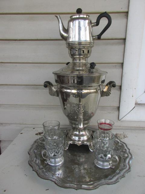 САМОВАР ЭЛЕКТРИЧЕСКИЙ.  ЧАЙНИК. ПОДНОС. ПОДСТАКАННИК. ЦЕНА ЗА ВСЕ