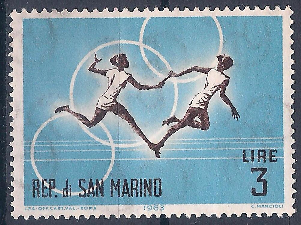 Спортивная филателия. Марка Олимпийские игры San Marino. Первые Олимпийские марки Сан-Марино.