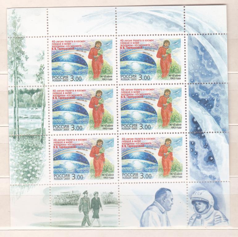Марки  Россия 2003 г. № 856 Полет Терешковой МЛ MNH ** Персоналии