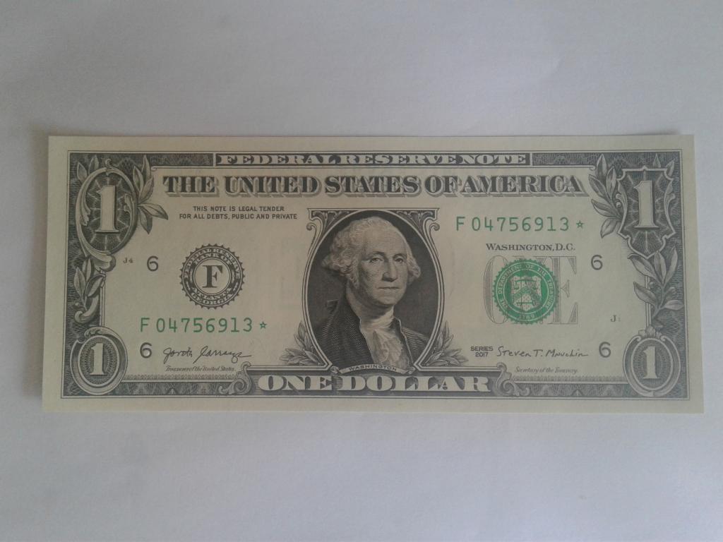 США 1 доллар 2017 год (замещенка) F(6)  UNC